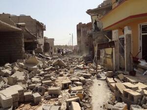 ركام جراء تفجير في احد احياء طوز خرماتو