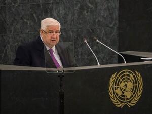 Syrian Deputy Prime Minister Walid Moallem speaks during the 68th United Nations General Assembly on September 30, 2013 in New York City. (AFP)
