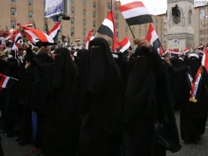 يمنيات يتظاهرن في 22 ايار/مايو في صنعاء للمطالبة برحيل علي عبدالله صالح

