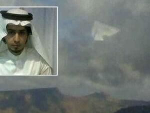 Aseel Badiyan’s picture shows a white triangular, object soaring through the clouds. (Image courtesy: ajl.com.sa)