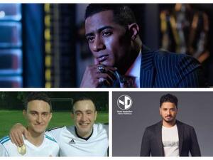 محمد رمضان ، أحمد السقا مع ابنه، ومصطفى حجاج صاحب أغنية نمرة واحد