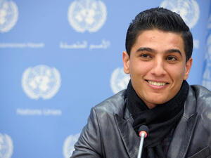 Mohammad Assaf was appointed as the first UNRWA Regional Youth Ambassador for Palestinian Refugees.(UN.org)