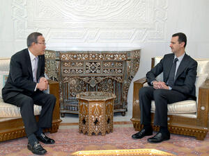 الرئيس السوري بشار الأسد والأمين العام للأمم المتحدة بان كي مون
