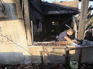 منزل أحرقه مستوطنون في نابلس - ارشيف 