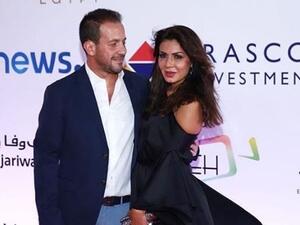 الفنانة نجلاء بدر وزوجها في مهرجان الجونة السينمائي