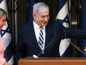 نتانياهو خلال لقائه مفوضة العلاقات الخارجية في الاتحاد الأوروبي، فيدريكا موغوريني