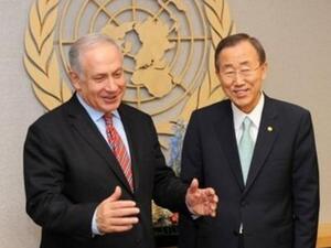 نتاناياهو خلال لقائه امين عام الامم المتحدة بان كي مون في نيويورك