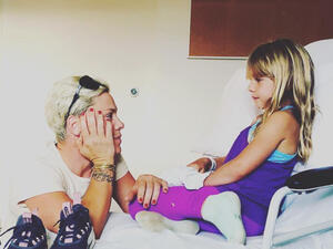 Pink's daughter has suffered a sprain (Source: pink / Instagram ) 