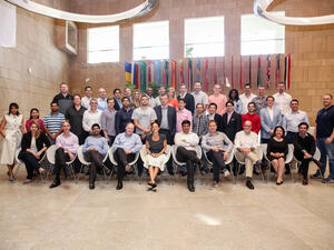 The participants in the Georgetown - ESADE Global Executive MBA (GEMBA) program during their classes in Georgetown Qatar