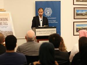 Dr. Abdullah Al-Arian, presenting a reading from his book