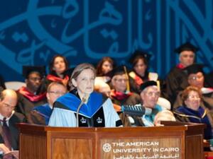 AUC President Lisa Anderson at the Graduate COmmencement