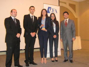 Winning team with Yacoub Nuseibeh and Mohit Malhotra from CFA Emirates