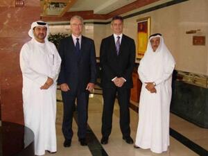 Rashed Al Jarwan with Simon Cattle and Andy Laven in presence of Abdulrahman Qasim Al Ali