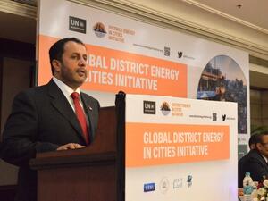 Ahmad Bin Shafar, CEO of Empower, speaking at the 'District Energy in Cities' initiative held in India.