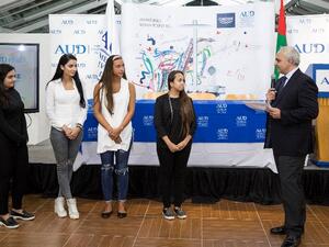 Antoine Khalife from GROHE awarding AUD student finalists