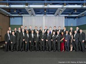 Bridgestone and Boeing executives during the honoring ceremony