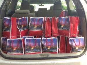 Bags of goodies from Ramada Downtown Dubai