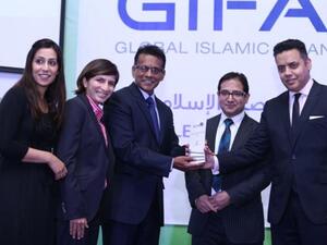 CIMA’s Regional Director, Bradley Emerson accepts the Best Islamic Finance Education Provider award at the 2013 Global Islamic Finance Awards