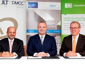 Mr. Gautam Sashittal, Chief Operating Officer of DMCC, Mr. Gary Anderson, Chief Executive Officer of DGCX, Mr. Nils-Robert Persson, Executive Chairman of Cinnober Financial Technology