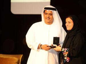 عبد الحميد جمعة، رئيس المهرجان مع الشيخة لبنى القسيمي