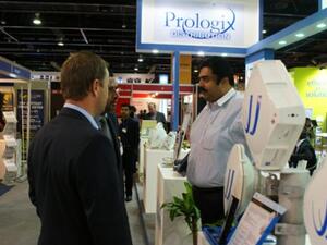 Mr. Aditya Sahaya talking to customers at the Prologix stand at the recent Gitex exhibition