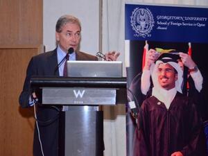 Jonathan Cartmell at the launch of the Tawjeeh program