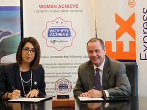 Dareen Zoughbi and Jack Muhs During the signing