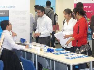 Deloitte representative speaks to students