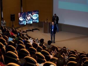 Dr. Maher Hakim, Executive Director, QSTP, speaks at the opening of the Arab Innovation Academy.