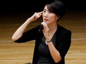 Dr Yuhyun Park discusses digital citizenship and its potential dangers with students