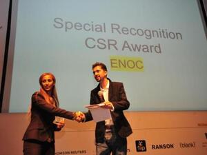CSR Award at BOLDtalks 2012 presented to Basma Essa, Acting Director of Brand & Corporate Communications - ENOC