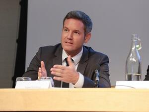 Egbert Schillings, CEO of WISH, speaks on a panel, part of a summit on patient safety recently held in London