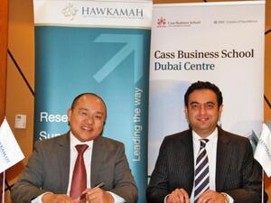 Nick Nadal, Director, Hawkamah, with Ehsan Razavizadeh, Regional Director of Cass Business School, City University MENA region