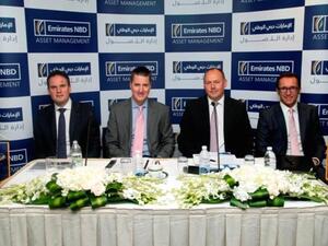 Neil Carter, Sales Director, Global Financial Institutions, Jupiter Asset Management, David Marshall, Senior Executive Officer, Emirates NBD Asset Management, Kevin Scott, Executive Director International at Jupiter Asset Management, and Steve Corrin, Head of Wholesale Retail Channels, Emirates NBD Asset Management