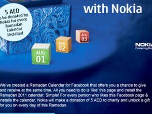 For each Ramadan Calendar application installed, Nokia will donate five UAE Dirhams to one of three selected charities