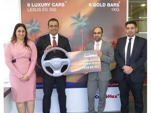 Bashar Al Sayed receiving the prize, Lexus ES 350 model 2018.