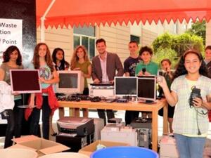 GEMS students during the e-waste collection campaign