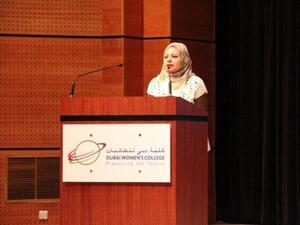 Ghada Abdel Aal addressing the audience