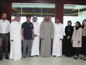 Al-Faresi, EQUATE PE Business Director, with the students attending GPCA plastics
