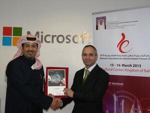 Hamad Al Saei, Public Sector Manager, Microsoft Bahrain and Ahmad Naeemi, event’s Head of Sponsorship and Exhibition Committee