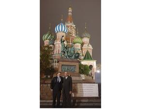 Dr. Robert G. Wirsing, Professor of Government at Georgetown University in Qatar (GU-Q) & GU-Q alumnus Dmitriy Frolovskiy in Moscow