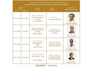 برنامج الأطباء الزائرين خلال شهر نوفمبر/ تشرين الثاني