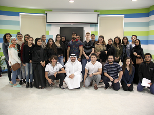 Khalid Al Ameri with AUD Students during the talk