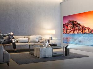 LG 4K UHD home projector, the recipient of CES’ Best of Innovation award for delivering ultra-sharp video and a home cinema experience in a compact, beautiful design. 