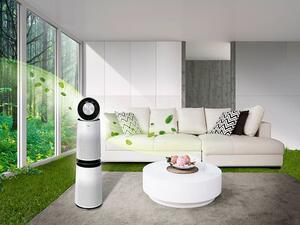 يعمل منقي الهواء بيوركير من إل جي على تصفية الهواء بصورة شاملة فهو مجهز بالقدرة على التنقية بزاوية 360 درجة ما يمكنه من امتصاص الملوثات من جميع الزاويا.