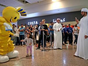 The destination’s iconic and ever-smiling mascot ‘Modhesh’ recently greeted travellers from Bahrain at Terminal 2 in Dubai International Airport.