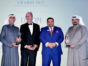 Basel Al-Assad and Ahmed Abul, accepting the awards from IFM’s representatives.