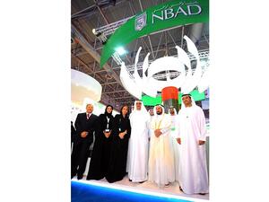 H.H. Dr. Sheikh Sultan bin Mohammed Al Qasimi, Member of the Supreme Council and Ruler of Sharjah, and Ehab Hassan, Senior Managing Director & Group Chief Human Resources Officer at NBAD stand at the National Career Exhibition for the Banking and Financial Sector