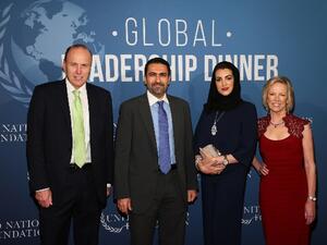 Peter Yeo Vice President, Public Policy & Advocacy, UN Foundation, Rashed Al Ansari General Manager of Al Ansari Exchange & his spouse, and Kathy Calvin, President and CEO UN Foundation