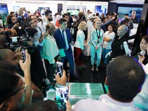 Robot Sophia With Her Fans